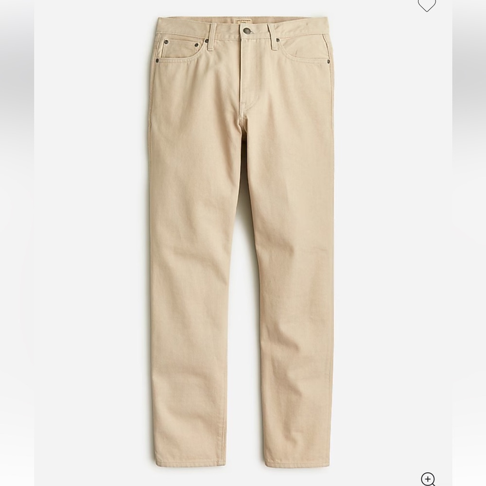 j Crew Jeans Mens 36x31.5 Beige Classic Straight five-pocket pant Denim NEW